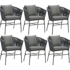 Tectake Stoelset Valeiras In Rope-design - Dikke Kussens - 60x61x77cm