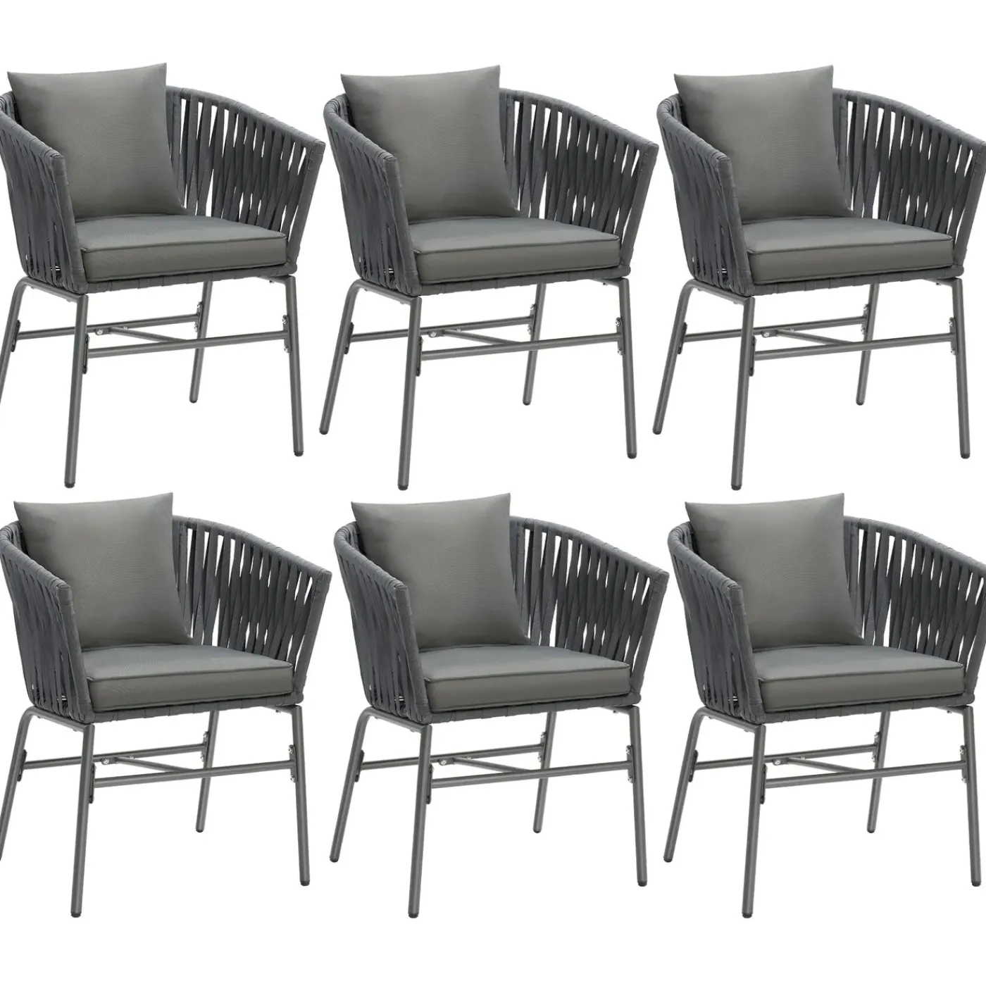 Tectake Stoelset Valeiras In Rope-design - Dikke Kussens - 60x61x77cm