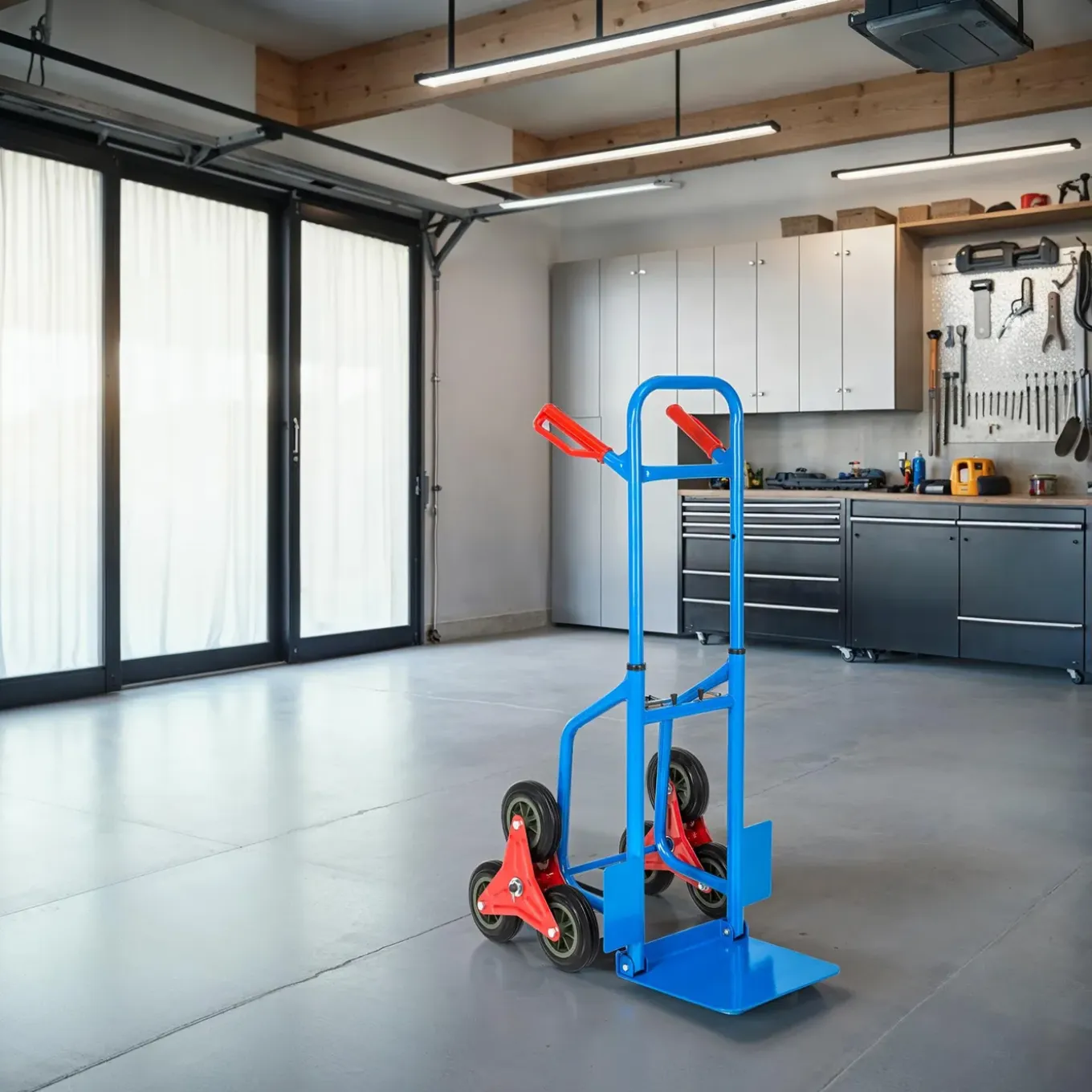 Tectake Trapsteekwagen - Stervormige Trapwielen - Blauw - 200kg Draagvermogen - 103x49x66cm