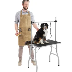 Tectake Trimtafel - Voor Honden Katten - Antislip Rubber - Aluminium Omranding - Zwart/zilver