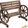 Tectake Tuinbank Bruin - Weerbestendig Wagenwiel - Massief Gelakt Hout - 106x55x78 Cm - 320 Kg