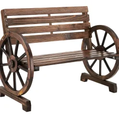 Tectake Tuinbank Bruin - Weerbestendig Wagenwiel - Massief Gelakt Hout - 106x55x78 Cm - 320 Kg