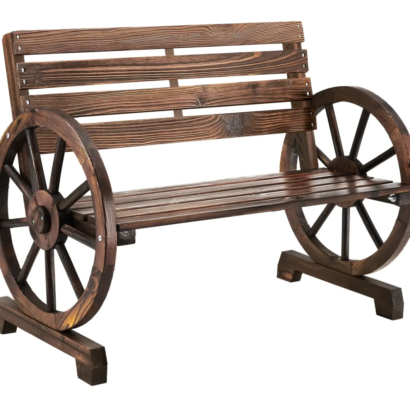 Tectake Tuinbank Bruin - Weerbestendig Wagenwiel - Massief Gelakt Hout - 106x55x78 Cm - 320 Kg