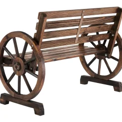 Tectake Tuinbank Bruin - Weerbestendig Wagenwiel - Massief Gelakt Hout - 106x55x78 Cm - 320 Kg
