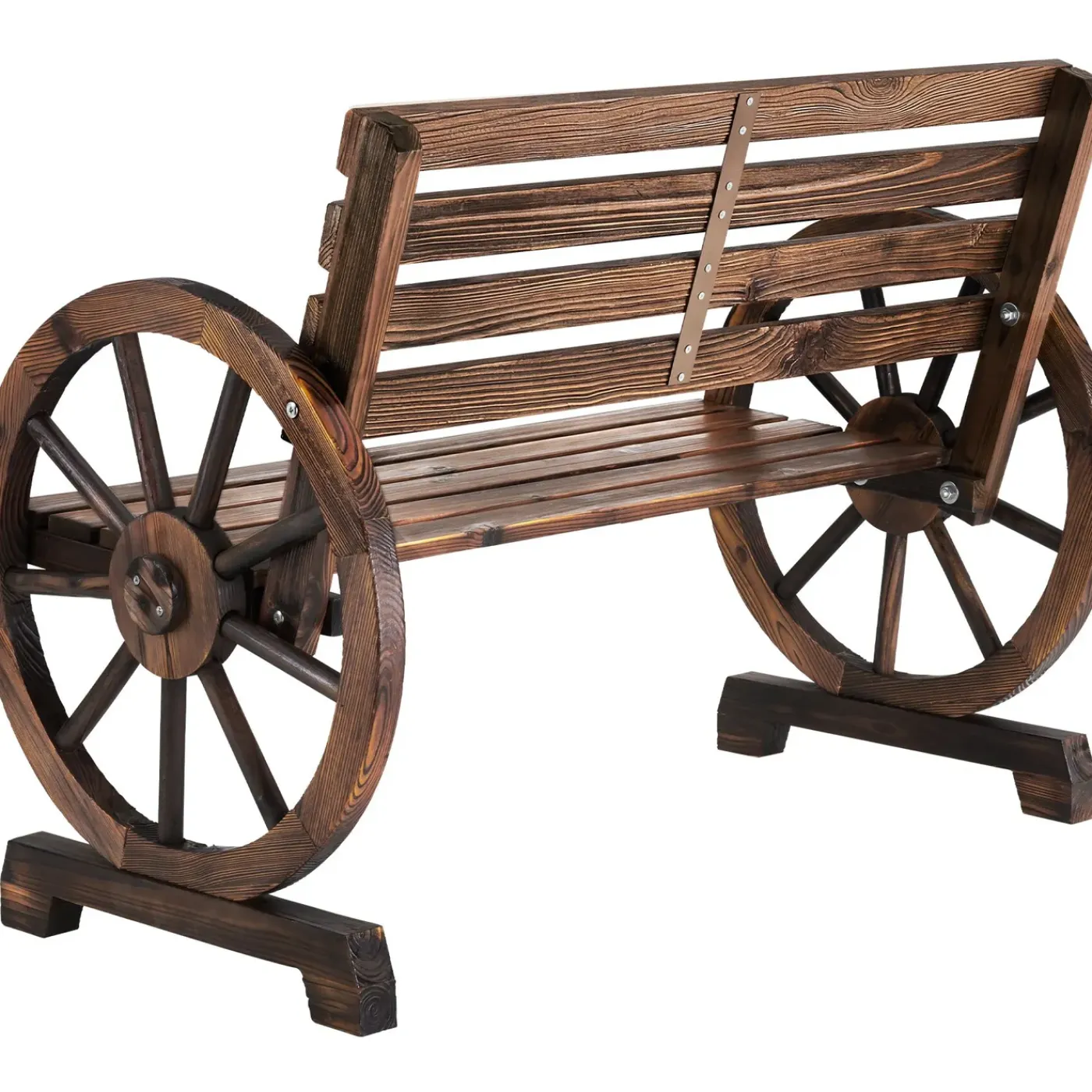 Tectake Tuinbank Bruin - Weerbestendig Wagenwiel - Massief Gelakt Hout - 106x55x78 Cm - 320 Kg