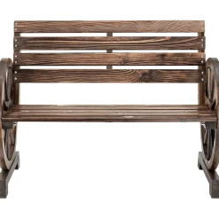 Tectake Tuinbank Bruin - Weerbestendig Wagenwiel - Massief Gelakt Hout - 106x55x78 Cm - 320 Kg