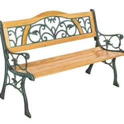 Tectake Tuinbank Kathi 2-zitter Van Hout En Gietijzer 124x60x83cm - Weerbestendig - Bruin