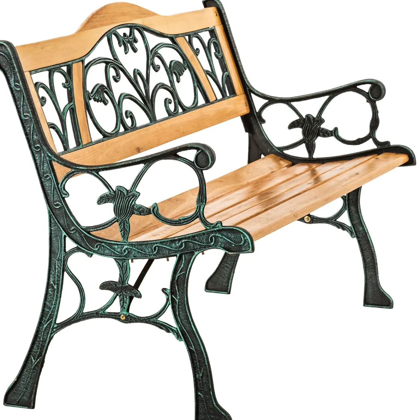 Tectake Tuinbank Kathi 2-zitter Van Hout En Gietijzer 124x60x83cm - Weerbestendig - Bruin