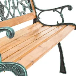 Tectake Tuinbank Marina 2-zitter Van Hout En Gietijzer 124x52x74 - Weerbestendig - Bruin
