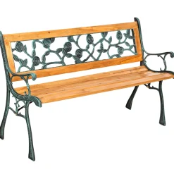 Tectake Tuinbank Marina 2-zitter Van Hout En Gietijzer 124x52x74 - Weerbestendig - Bruin