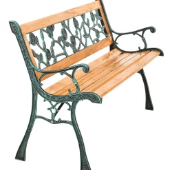 Tectake Tuinbank Marina 2-zitter Van Hout En Gietijzer 124x52x74 - Weerbestendig - Bruin