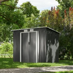 Tectake Tuinhuis Met Hellend Dak - Grijs/wit
