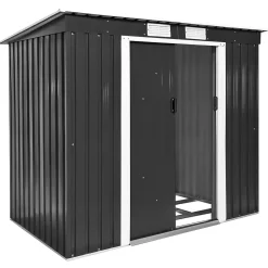 Tectake Tuinhuis Met Hellend Dak - Grijs/wit