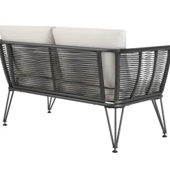 Tectake Tuin-loungebank Sundo In Rope-design Van Wicker - 2 Personen - Antraciet