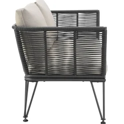 Tectake Tuin-loungebank Sundo In Rope-design Van Wicker - 2 Personen - Antraciet