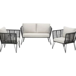 Tectake Tuin-loungeset Sundo In Rope-design Van Wicker - 4 Personen - Antraciet