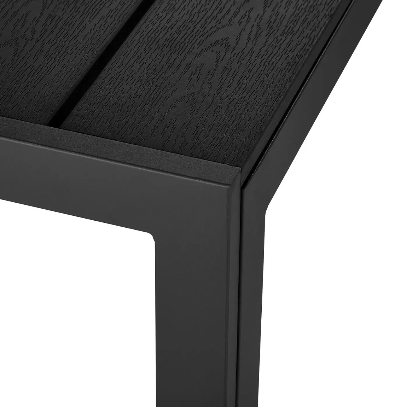 Tectake Tuintafel Buitentafel - Roestvrij Aluminium - Zwart - 150x90x75cm - Kunststofkappen