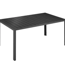 Tectake Tuintafel Buitentafel - Roestvrij Aluminium - Zwart - 150x90x75cm - Kunststofkappen