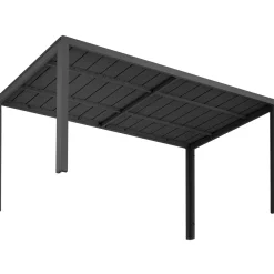 Tectake Tuintafel Buitentafel - Roestvrij Aluminium - Zwart - 150x90x75cm - Kunststofkappen