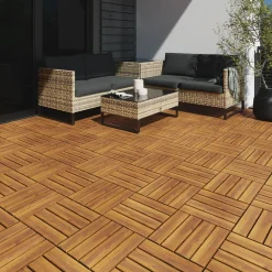 Tectake Tuintegels Tabula Lamellen Van 4 - 31 X 31 Cm - Set Van 40 Terrastegels - Bruin