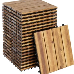 Tectake Tuintegels Tabula Lamellen Van 4 - 31 X 31 Cm - Set Van 20 Terrastegels - Bruin