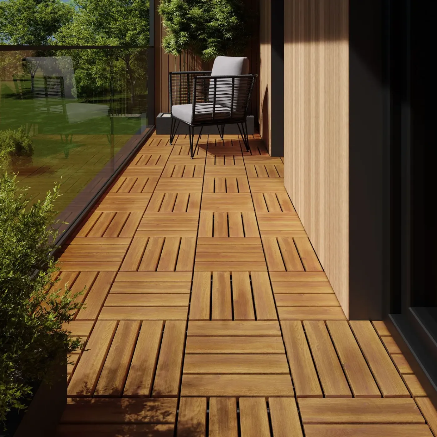 Tectake Tuintegels Tabula Lamellen Van 4 - 31 X 31 Cm - Set Van 20 Terrastegels - Bruin