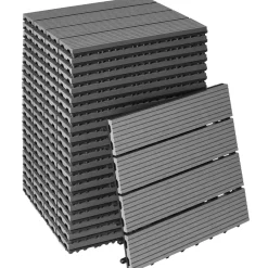 Tectake Tuintegels Tegulas, Wpc In Houtlook - 31 X 31 Cm - Set Van 22 Terrastegels - Grijs