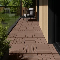 Tectake Tuintegels Tegulas, Wpc In Houtlook - 31 X 31 Cm - Set Van 22 Terrastegels - Bruin