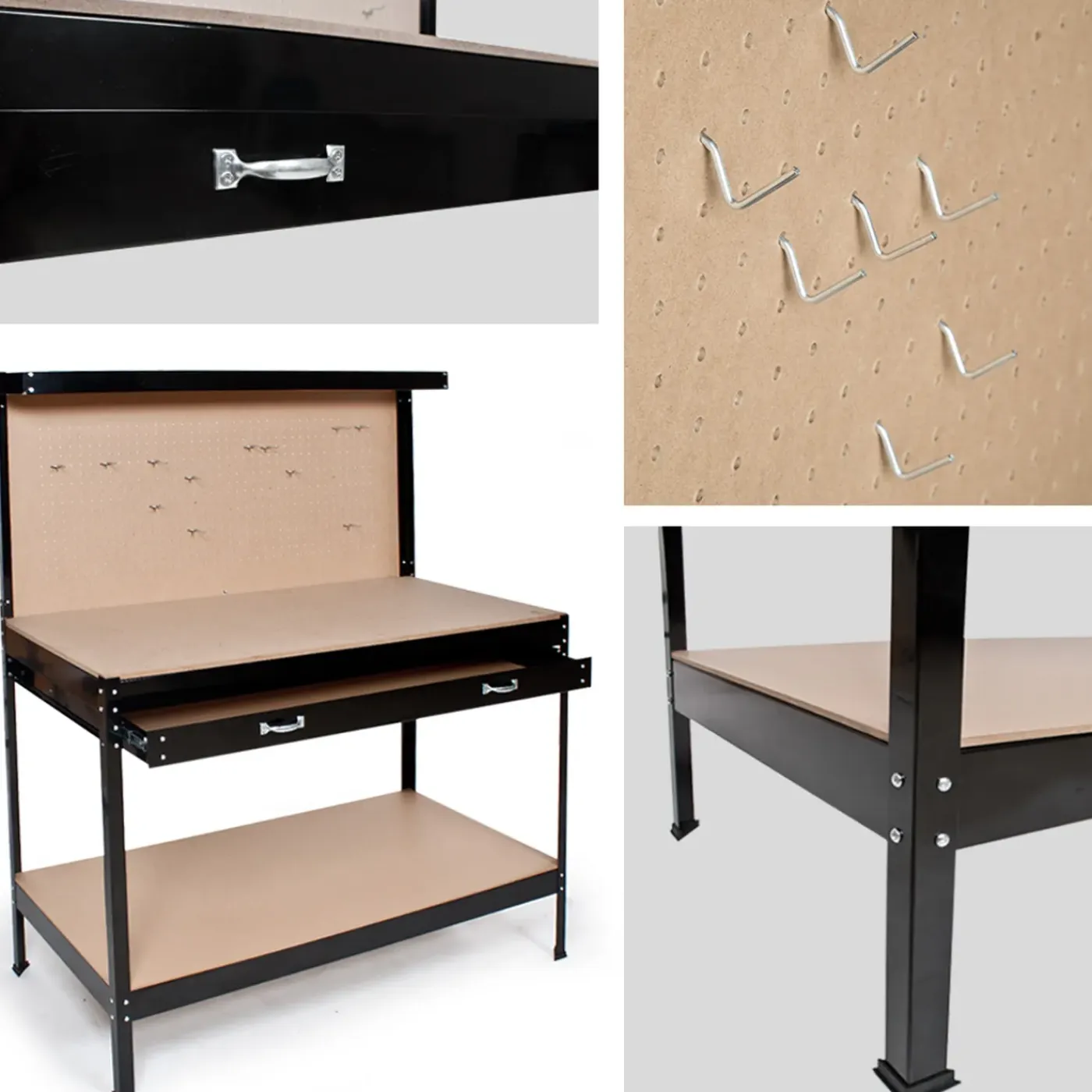 Tectake Universele Werkbank Met Gaatjeswand En Lade - Zwart