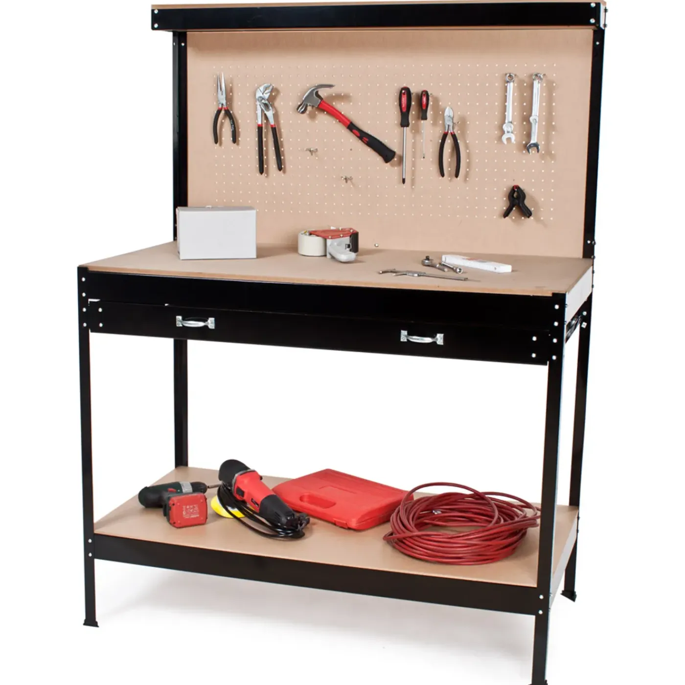 Tectake Universele Werkbank Met Gaatjeswand En Lade - Zwart