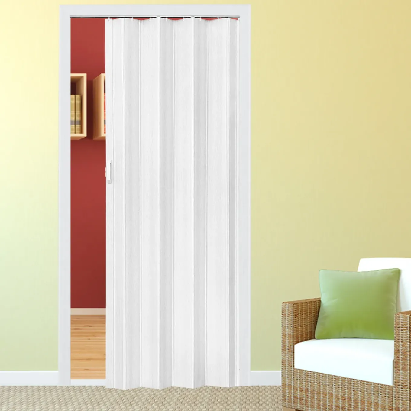 Tectake Vouwdeur Wit - Waterbestendig - Onderhoudsvriendelijk - Magneetsluiting - 80x203 Cm