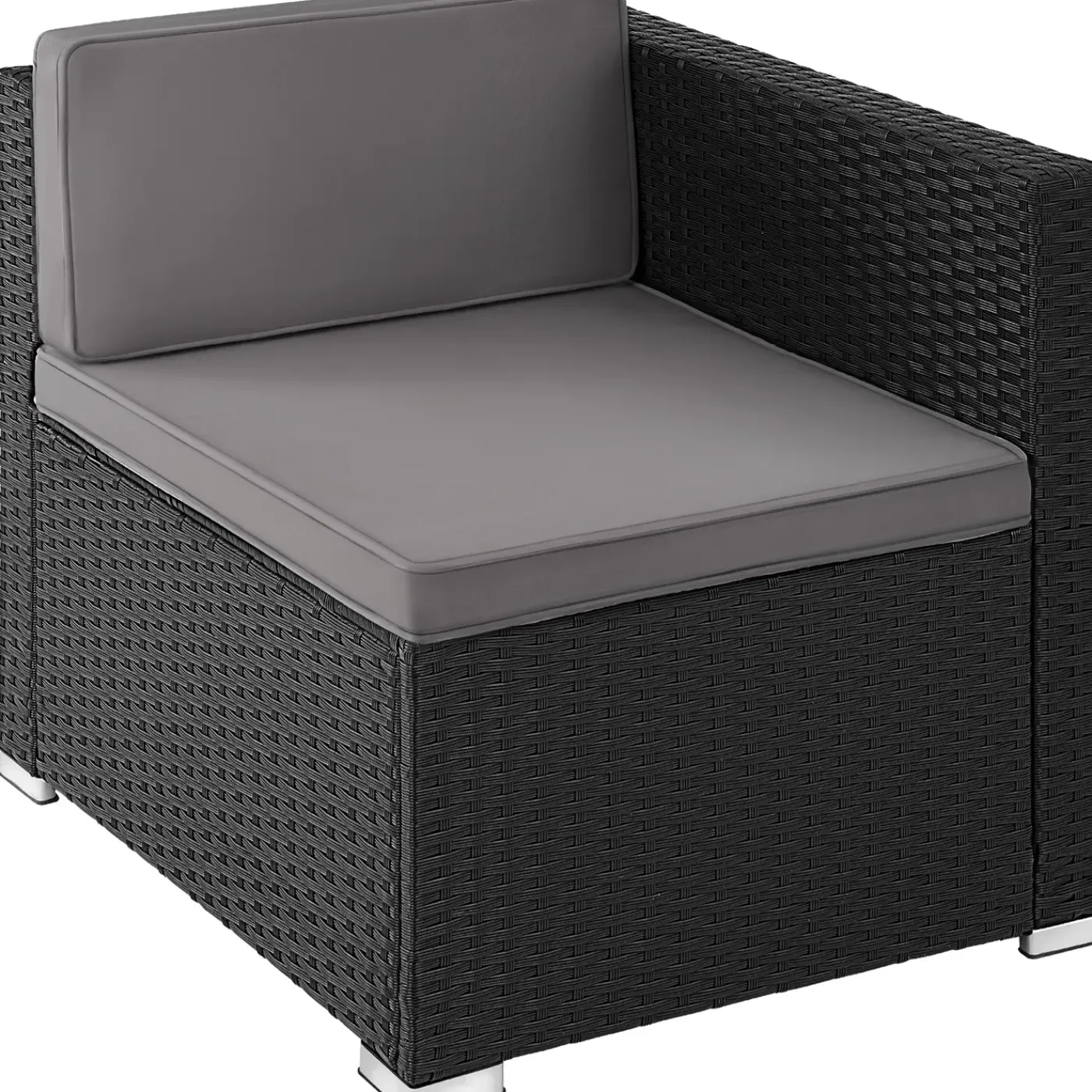 Tectake Wicker Lounge Lignano - 4 Personen - Weerbestendig - Zwart
