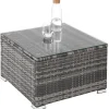 Tectake - Wicker Loungeset - Grijs - Modulair - Uv-bestendig - Stalen Frame - Met Glazen Tafel