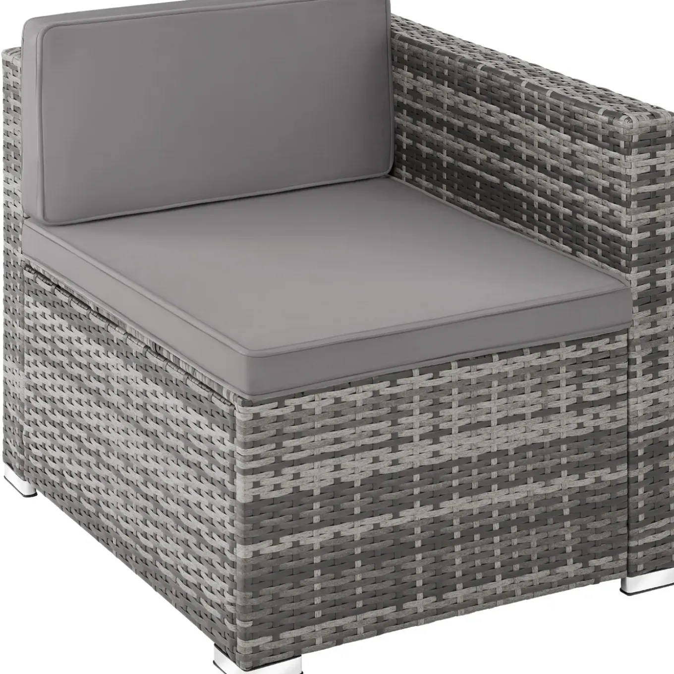 Tectake - Wicker Loungeset - Grijs - Modulair - Uv-bestendig - Stalen Frame - Met Glazen Tafel
