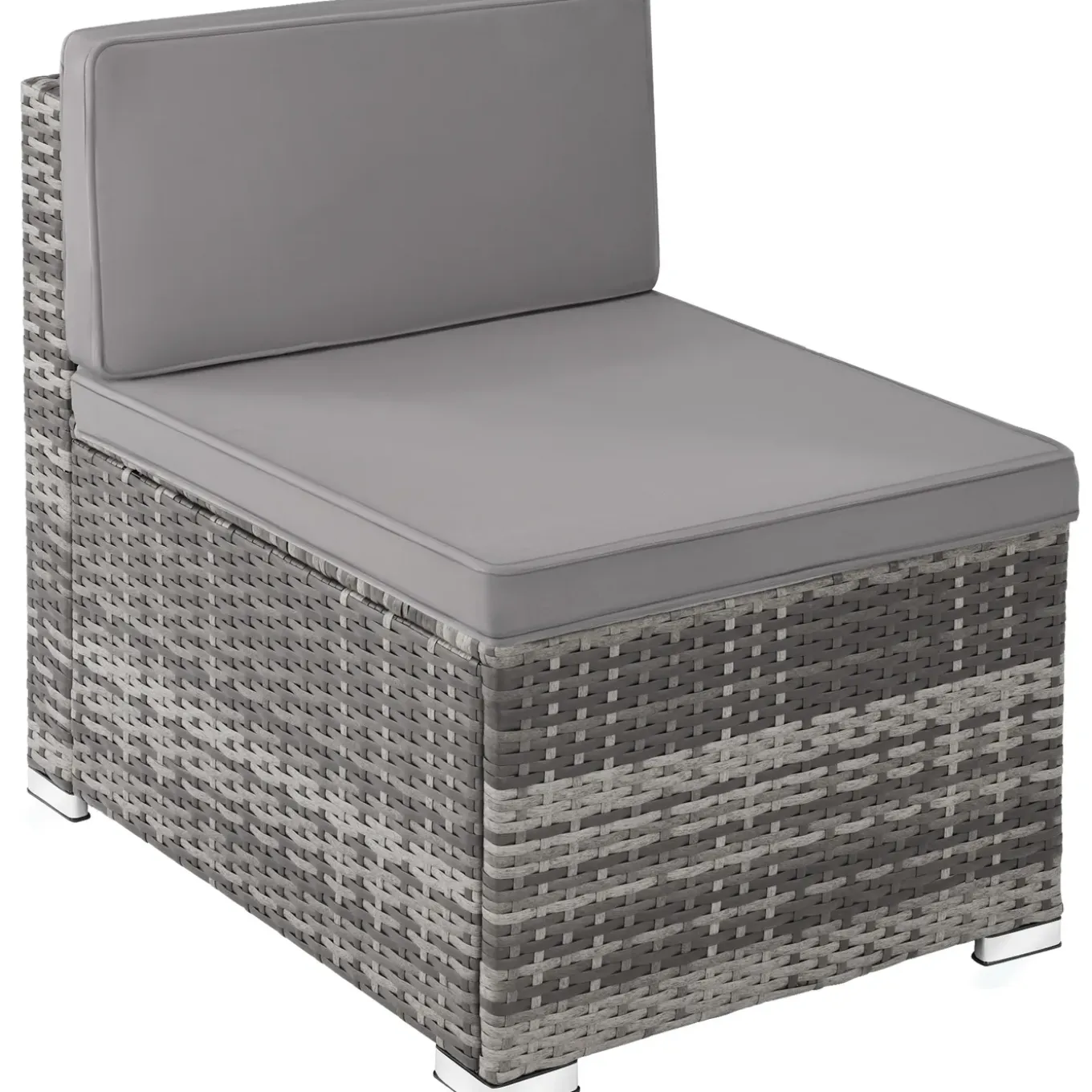 Tectake - Wicker Loungeset - Grijs - Modulair - Uv-bestendig - Stalen Frame - Met Glazen Tafel