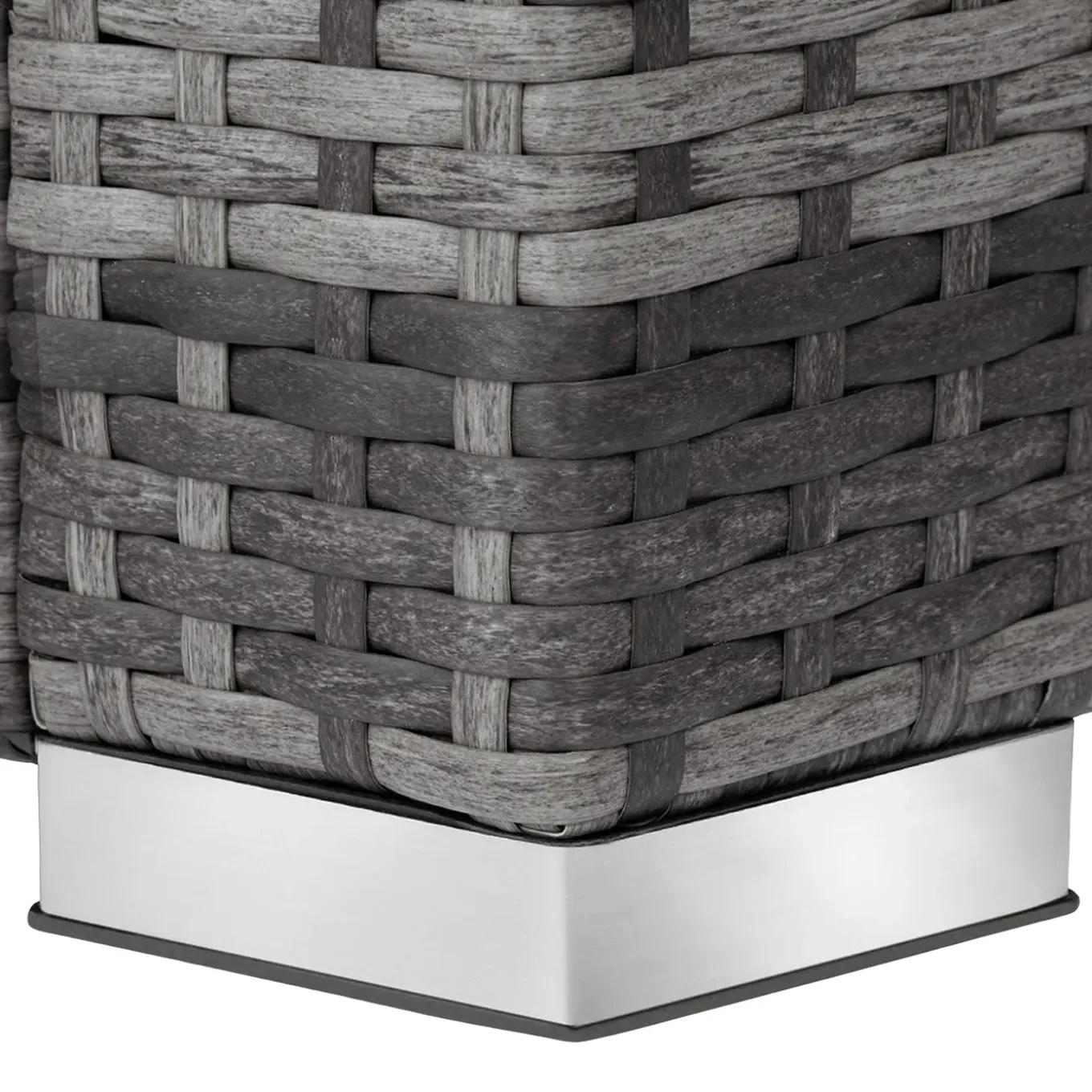 Tectake - Wicker Loungeset - Grijs - Modulair - Uv-bestendig - Stalen Frame - Met Glazen Tafel
