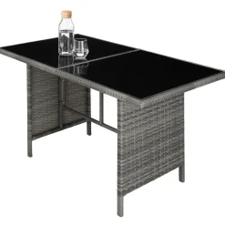 Tectake Wicker Loungeset - 6 tot 8 Personen - Modulair - UV- en Weerbestendig - Gevlekt Grijs