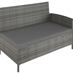Tectake Wicker Loungeset - 6 tot 8 Personen - Modulair - UV- en Weerbestendig - Gevlekt Grijs