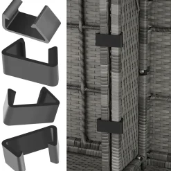 Tectake Wicker Loungeset - 6 tot 8 Personen - Modulair - UV- en Weerbestendig - Gevlekt Grijs