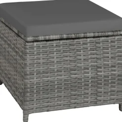 Tectake Wicker Loungeset - 6 tot 8 Personen - Modulair - UV- en Weerbestendig - Gevlekt Grijs