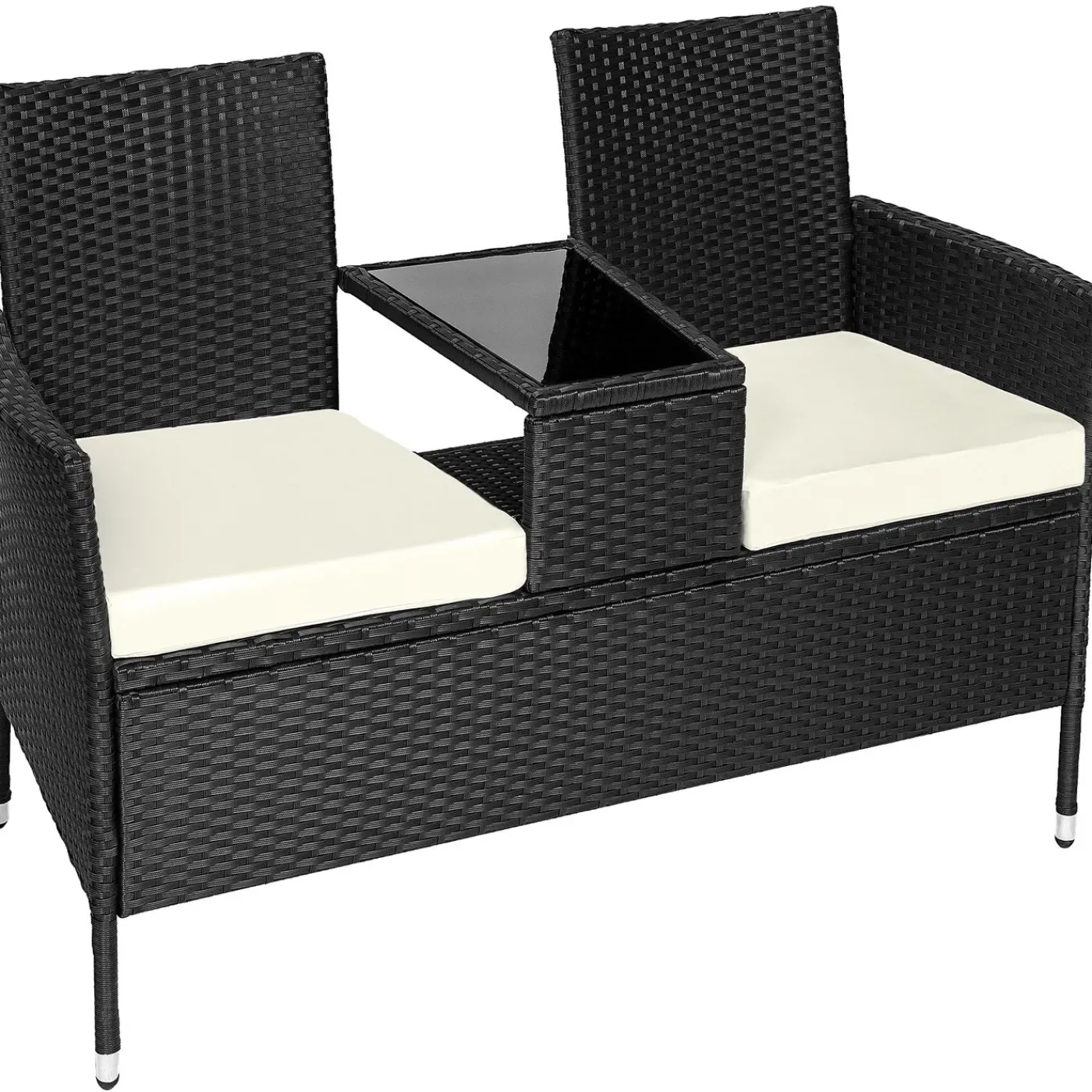 Tectake Wicker Tuinbank Met Tafel - Zwart/beige