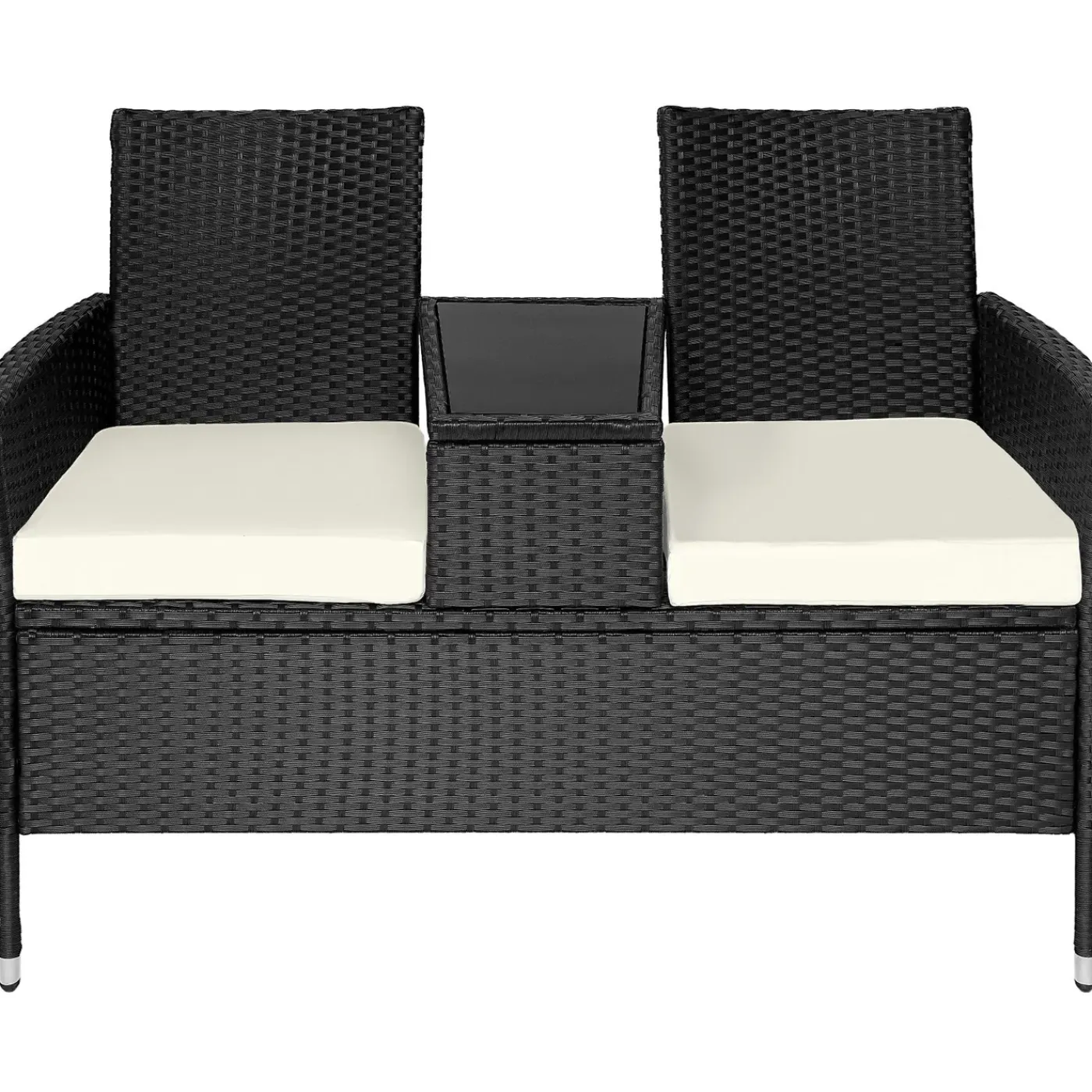 Tectake Wicker Tuinbank Met Tafel - Zwart/beige
