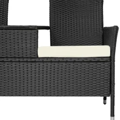 Tectake Wicker Tuinbank Met Tafel - Zwart/beige