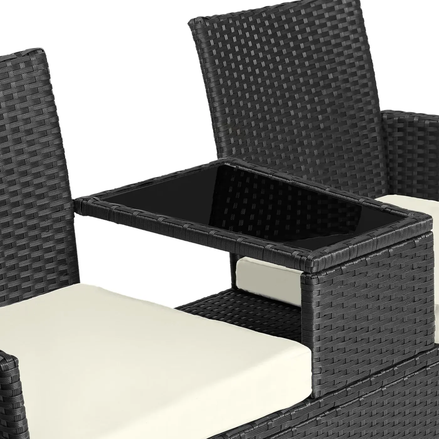 Tectake Wicker Tuinbank Met Tafel - Zwart/beige