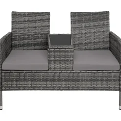 Tectake Wicker Tuinbank Met Tafel - Grijs/lichtgrijs