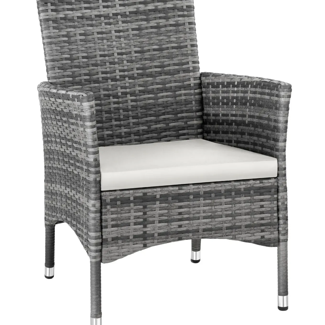Tectake 2 Wicker Tuinstoelen Met 4 Kussenhoezen - Set Van 2 - Grijs/lichtgrijs