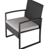 Tectake Wicker Zitgroep Lichtgrijs Zwart Loungeset 2 Personen Afneembare Kussens Tafel Glas