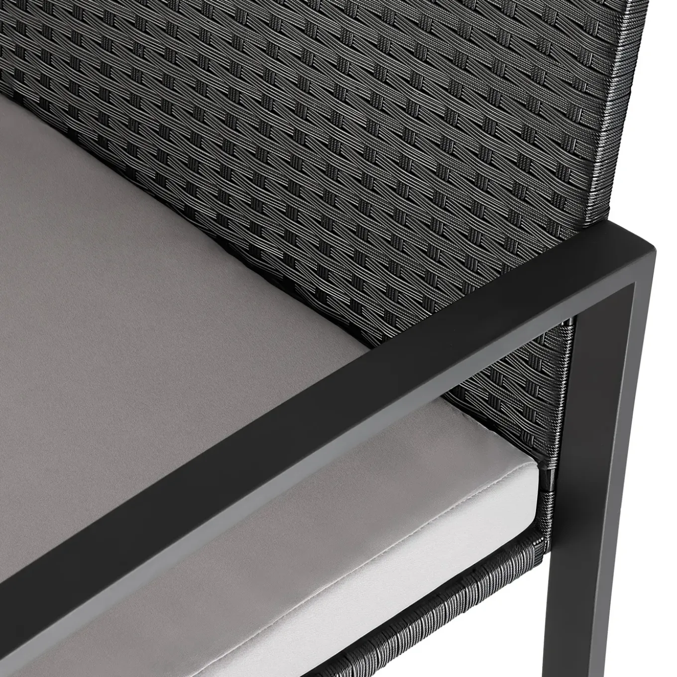 Tectake Wicker Zitgroep Lichtgrijs Zwart Loungeset 2 Personen Afneembare Kussens Tafel Glas