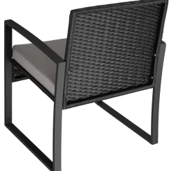 Tectake Wicker Zitgroep Lichtgrijs Zwart Loungeset 2 Personen Afneembare Kussens Tafel Glas