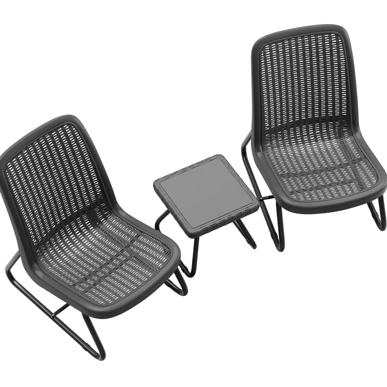 Tectake Wicker Zitgroep Modica Voor 2 Personen, Ergonomisch - 2 Personen - Weersbestendig - Grijs